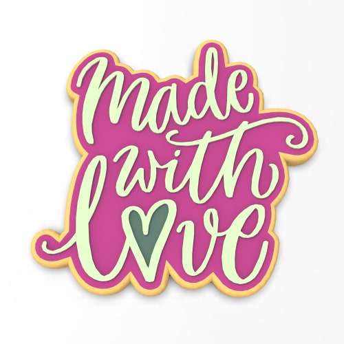 Tagliabiscotti / Timbro / Stencil "Made with Love" - Bordi netti - Spedizione veloce - Scegli la tua misura!