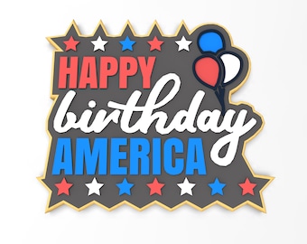 Alles Gute zum Geburtstag Amerika Cookie Cutter | Stempel | Schablone | Debosser - SCHARFE KANTEN - SCHNELLER Versand - Wählen Sie Ihre eigene Größe!