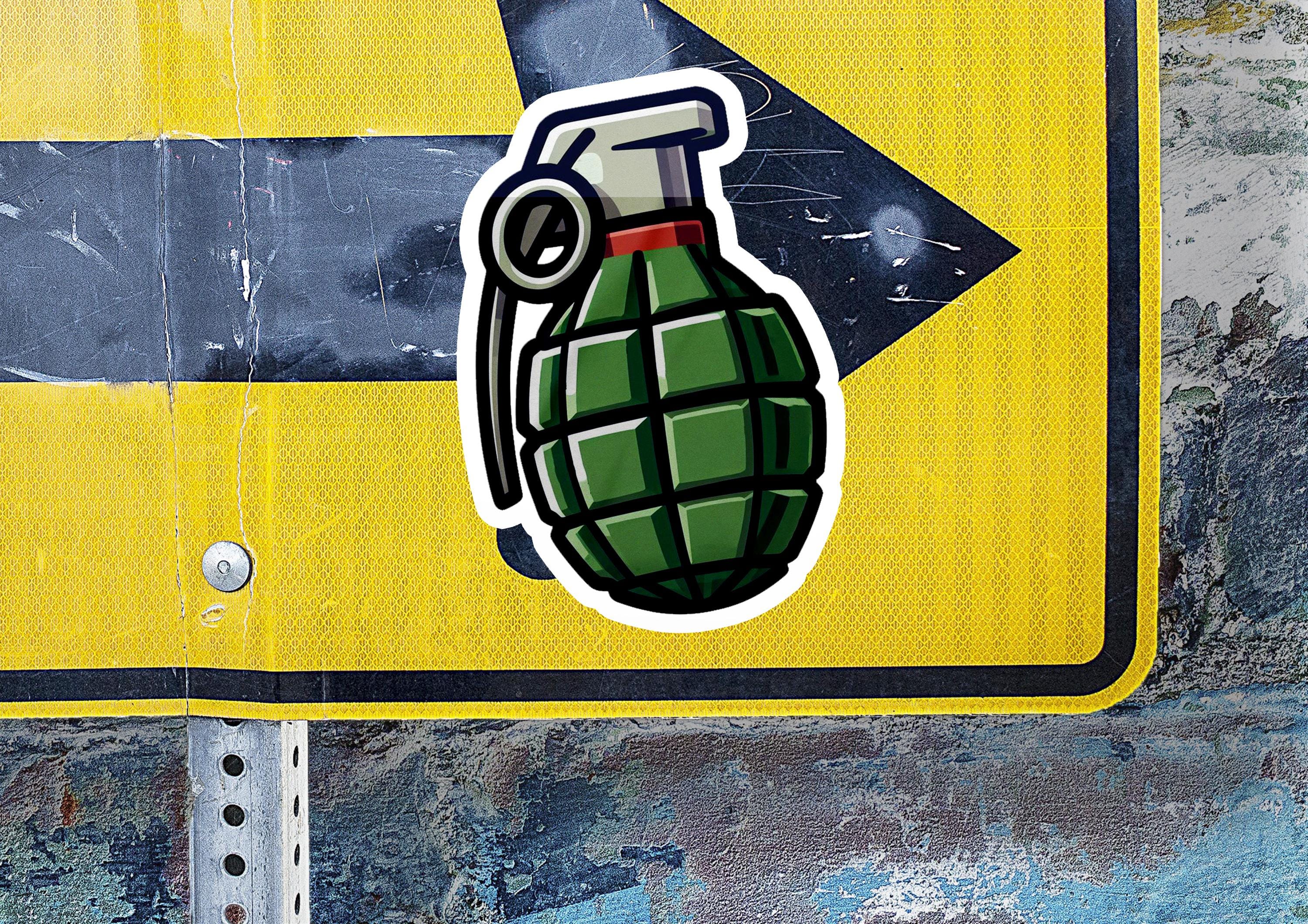 Grenade Vinyl Sticker | Dishwasher Safe & Durable | Custom Sizes
