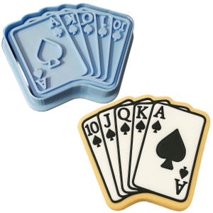 Cards Royal Flush Spades Cookie Cutter | Stamp | Stencil #1 - SHARP EDGES - FAST Shipping - Choose Your Own Size!