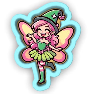 Fairy Cute Pink and Green Cookie Cutter | Stamp | Stencil - SHARP EDGES - FAST Shipping - Choose Your Own Size! #1