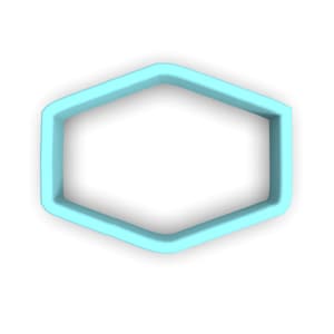 May include: A light blue hexagonal frame with a shadow. The frame is empty and has a 3D effect.