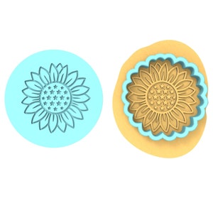 Sunflower with Stars Cookie Debosser | Cookie Cutter | Stencil