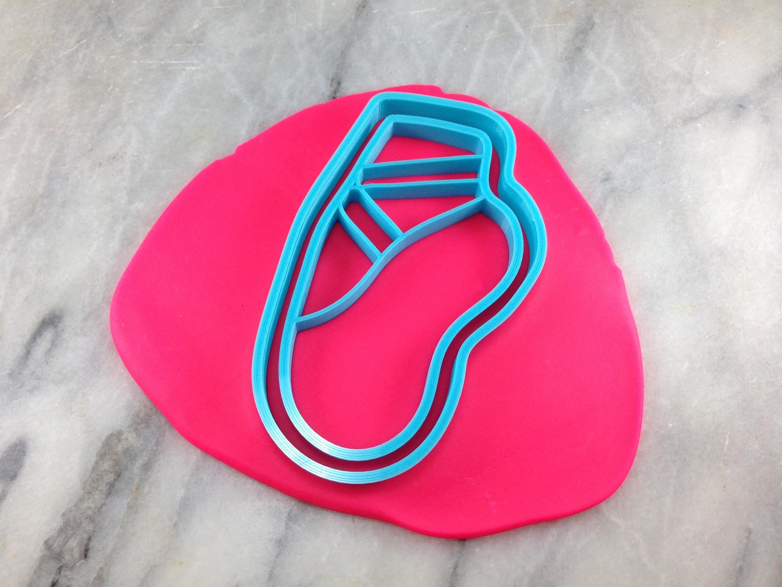 ballet slipper cookie cutter 2-piece, outline & stamp - sharp edges - fast shipping - choose your own size!