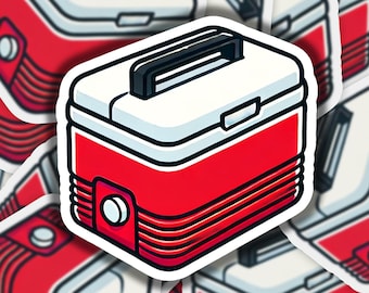 Fishing Cooler 1 Vinyl Sticker | Dishwasher Safe & Durable | Custom Sizes | Fast Shipping | Made in USA 1