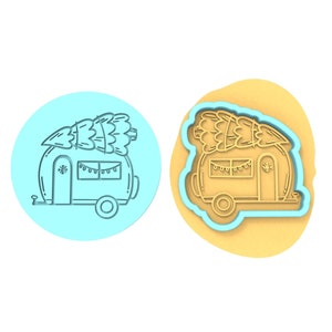 Christmas Camper Cookie Debosser | Cookie Cutter | Stencil - SHARP EDGES - FAST Shipping - Choose Your Own Size! #1