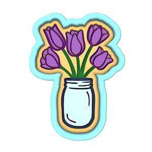 Tulips Jar Cookie Cutter | Stamp | Stencil - SHARP EDGES - FAST Shipping - Choose Your Own Size! #1