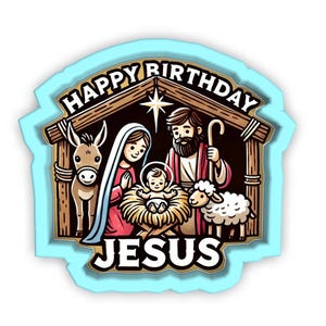 Happy Birthday Jesus Manger Cookie Cutter | Stamp | Stencil - SHARP EDGES - FAST Shipping - Choose Your Own Size! #4