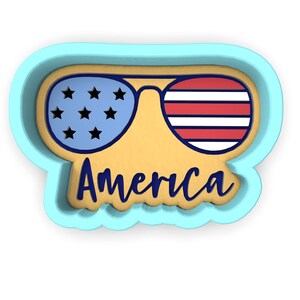 America Glasses Word Cookie Cutter | Stamp | Stencil | Debosser #1