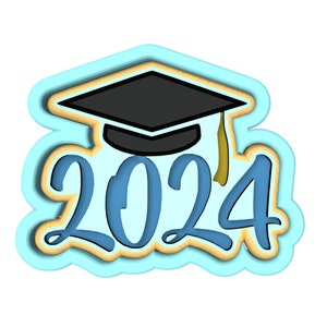 2024 Graduation Cookie Cutter | Stamp | Stencil - SHARP EDGES - FAST Shipping - Choose Your Own Size! #3C