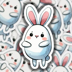 Bunny Shaped Like an Egg Vinyl Sticker | Dishwasher Safe & Durable | Custom Sizes | Fast Shipping | Made in USA 1