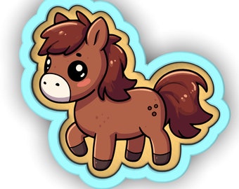 Horse Cute Body Cookie Cutter | Stamp | Stencil - SHARP EDGES - FAST Shipping - Choose Your Own Size! #1