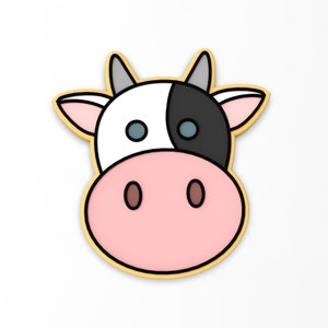 牛の顔のクッキーカッター 2 ピース、スタンプとアウトライン #1 - 鋭いエッジ - 迅速な発送 - 独自のサイズをお選びください。