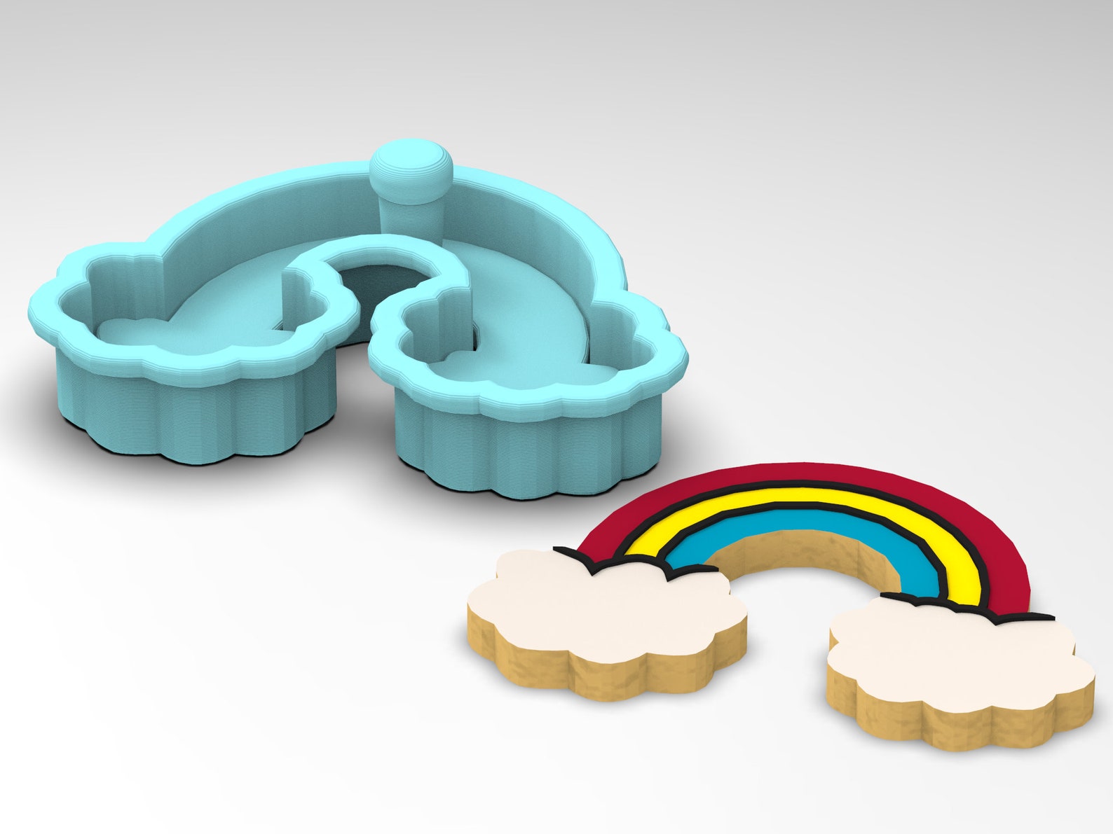 Rainbow Cookie Cutter 2-piece Stamp &amp; Outline 1 SHARP | Etsy