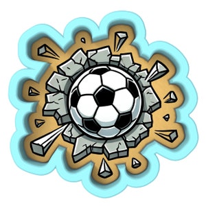 Soccer Ball Blasted Into Wall Cookie Cutter | Stamp | Stencil - SHARP EDGES - FAST Shipping - Choose Your Own Size! #1