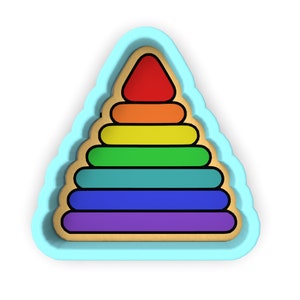 Baby Stacked Toy Rings Cookie Cutter + Stamp - SHARP EDGES - FAST Shipping - Choose Your Own Size!