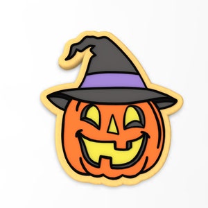 Pumpkin with Witch Hat Cookie Cutter | Stamp | Stencil - SHARP EDGES - FAST Shipping - Choose Your Own Size!