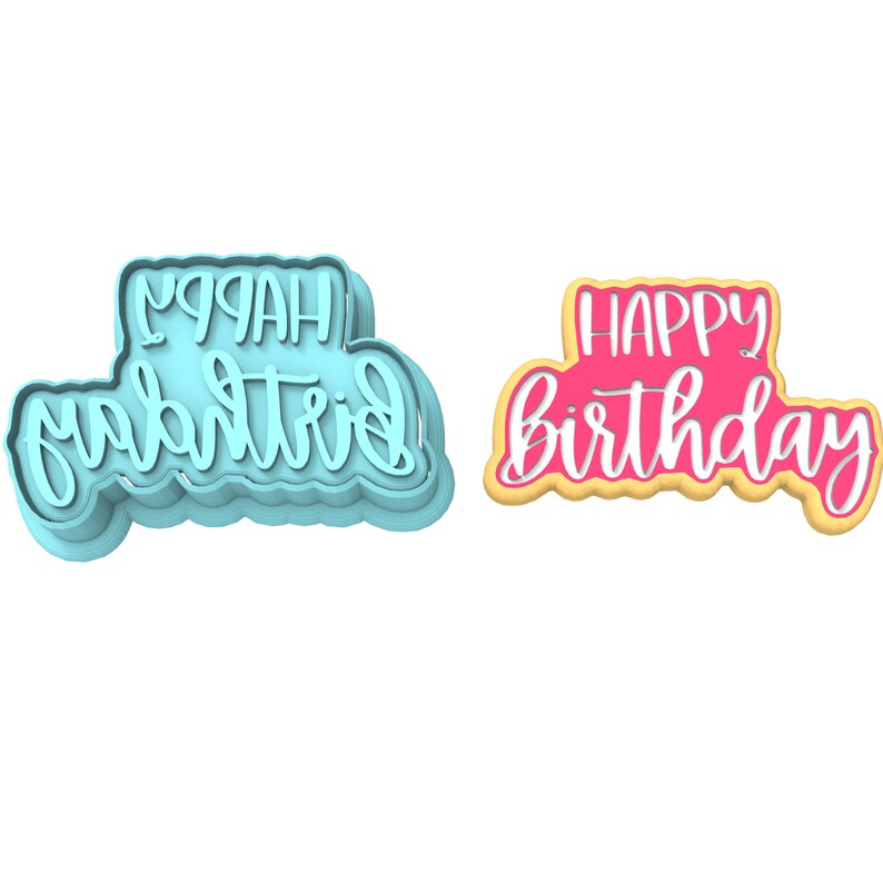 Happy Birthday Cookie Cutter | Stamp | Stencil - SHARP EDGES - FAST Shipping - Choose Your Own Size! #5 image 2