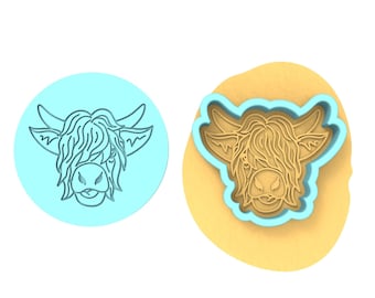 Molde para galletas con forma de vaca de las Tierras Altas / Cortador de galletas / Plantilla n.° 1