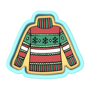 Christmas Sweater Cookie Cutter | Stamp | Stencil - SHARP EDGES - FAST Shipping - Choose Your Own Size! #1