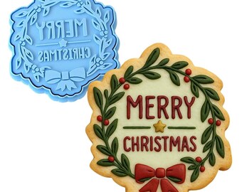 Merry Christmas Mistletoe Cookie Cutter | Stamp | Stencil - SHARP EDGES - FAST Shipping - Choose Your Own Size! #1