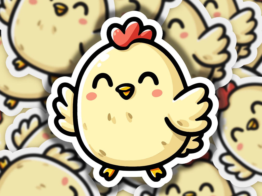 Chicken Cute Vinyl Sticker | Dishwasher Safe & Durable | Custom Sizes ...
