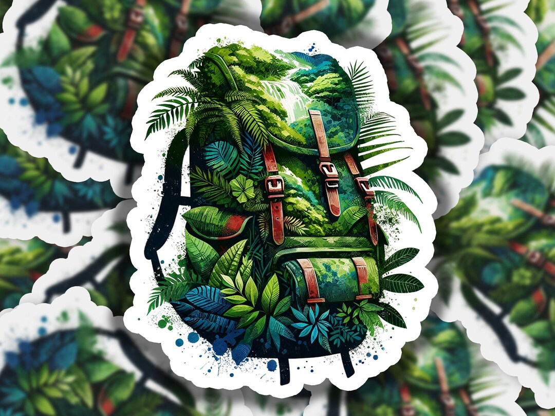 Jungle Rainforest Backpack Overlay Vinyl Sticker | Dishwasher Safe ...