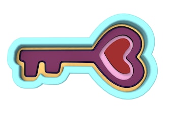 Heart Key Cookie Cutter | Stamp | Stencil