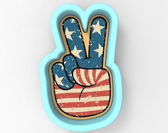 Peace Fingers 4th of July Cookie Cutter | Stamp | Stencil - SHARP EDGES - FAST Shipping - Choose Your Own Size! #1