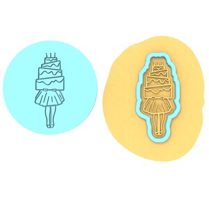 Cake Girl Cookie Debosser | Cookie Cutter | Stencil #1