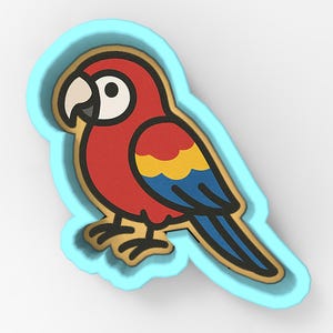 Macaw 1 Cookie Cutter | Stamp | Stencil - SHARP EDGES - FAST Shipping - Choose Your Own Size! #1