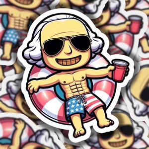 George 4th of July Party Float Vinyl Sticker | Dishwasher Safe & Durable | Custom Sizes | Fast Shipping | Made in USA 1