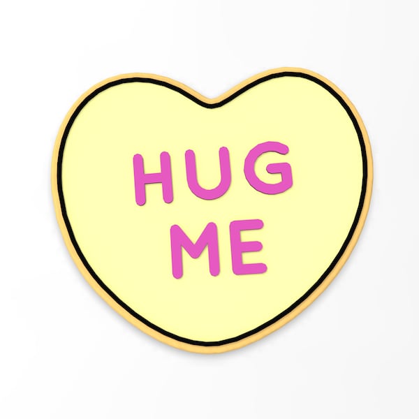 Hug Me Valentine Heart Cookie Cutter | Stamp | Stencil - SHARP EDGES - FAST Shipping - Choose Your Own Size!
