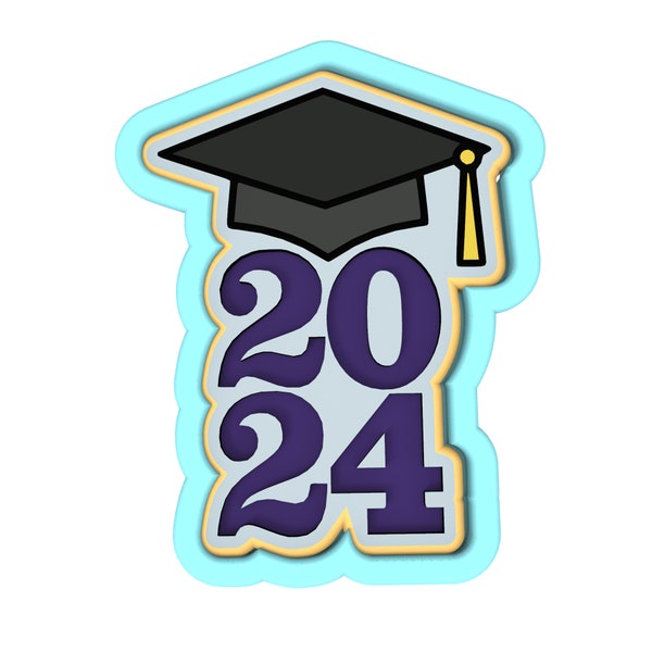 2024 Graduation Cookie Cutter | Stamp | Stencil - SHARP EDGES - FAST Shipping - Choose Your Own Size! #2B