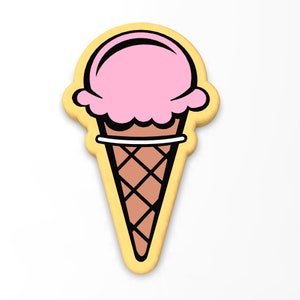Ice Cream Cone Cookie Cutter | Stamp | Stencil - SHARP EDGES - FAST Shipping - Choose Your Own Size! #1