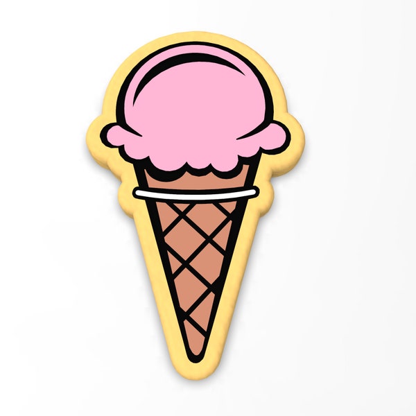 Ice Cream Cone Cookie Cutter | Stamp | Stencil - SHARP EDGES - FAST Shipping - Choose Your Own Size! #1