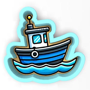 Boat at Sea 1 Cookie Cutter | Stamp | Stencil - SHARP EDGES - FAST Shipping - Choose Your Own Size! #1
