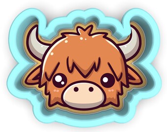 Cortador/sello/plantilla para galletas con forma de cara de vaca de las Tierras Altas - Bordes afilados - Envío rápido - ¡Elige tu tamaño! #2