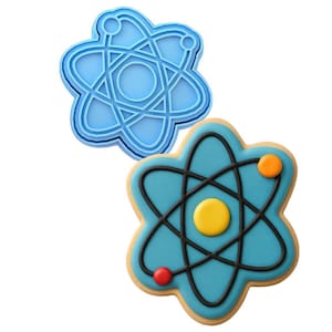 Atom Cookie Cutter 2-Piece, Stamp & Outline #1 - SHARP EDGES - FAST Shipping - Choose Your Own Size!