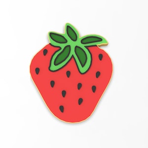 Strawberry Cookie Cutter 2-Piece, Outline & Stamp #1 - SHARP EDGES - FAST Shipping - Choose Your Own Size!