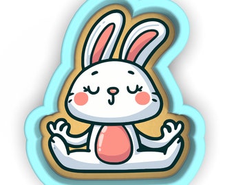 Bunny Yoga Cookie Cutter | Stamp | Stencil - SHARP EDGES - FAST Shipping - Choose Your Own Size! #1