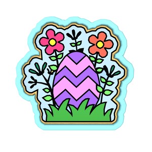 Hidden Easter Egg Cookie Cutter 2-Piece, Stamp & Outline #1 - SHARP EDGES - FAST Shipping - Choose Your Own Size!