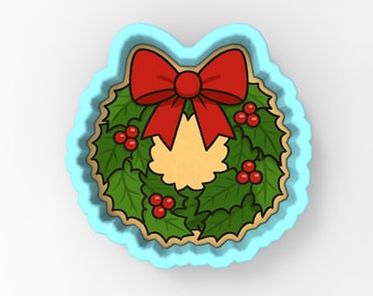 Christmas Wreath Cookie Cutter | Stamp | Stencil - SHARP EDGES - FAST Shipping - Choose Your Own Size! #2