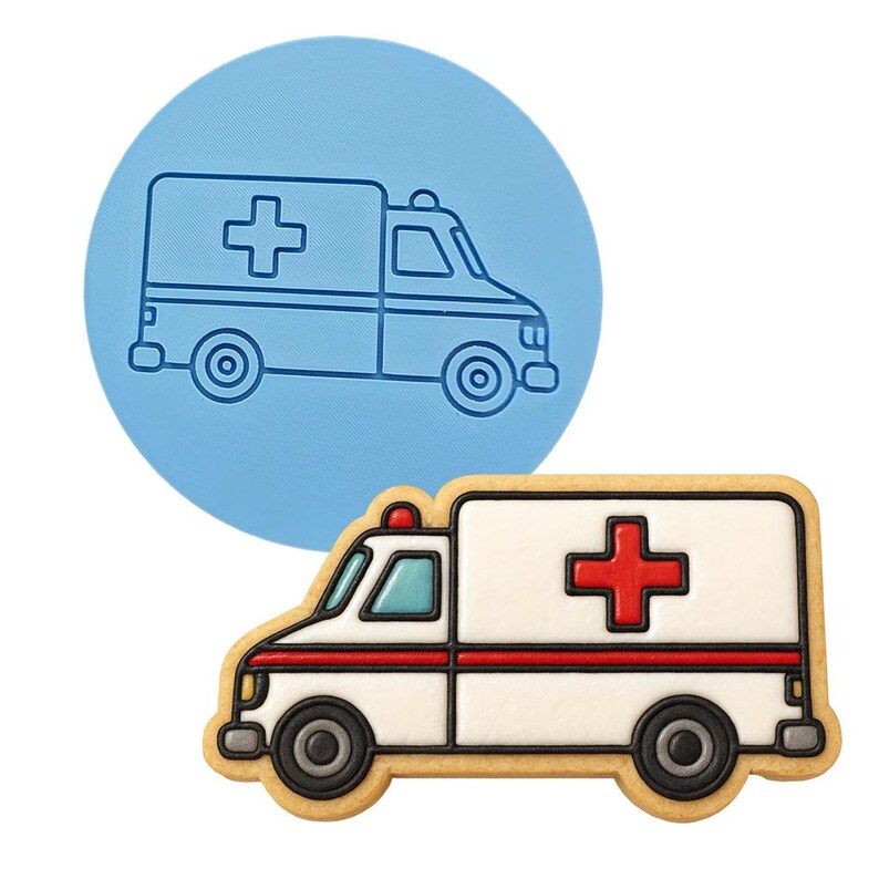Ambulance Cookie Cutter | Stamp | Stencil - SHARP EDGES - FAST Shipping - Choose Your Own Size! Debosser ONLY