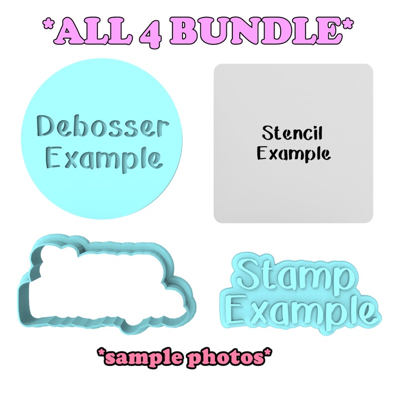 Tagliabiscotti e timbro / stencil / debosser USA - Bordi TAGLIENTI - Spedizione VELOCE - Scegli la tua taglia! #1 **FULL SET BUNDLE** Cutter + Stamp + Stencil + Debosser **BEST DEAL**