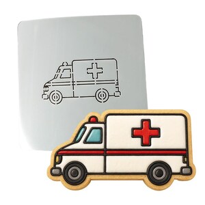 Ambulance Cookie Cutter | Stamp | Stencil - SHARP EDGES - FAST Shipping - Choose Your Own Size! Stencil ONLY