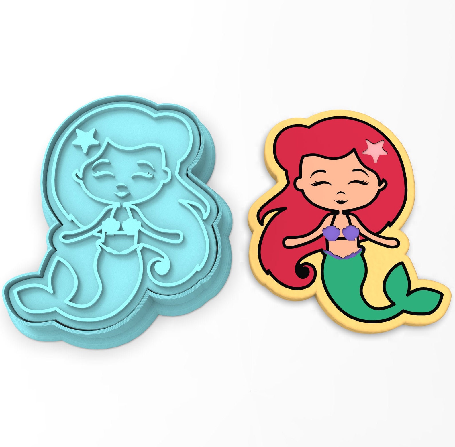 Mermaid Cookie Cutter Stamp Stencil SHARP EDGES FAST Etsy
