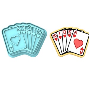 Cortador de biscoitos para cartas Royal Flush Hearts | Carimbo | Estêncil nº 1 - BORDAS AFIADAS - Envio RÁPIDO - Escolha seu tamanho!