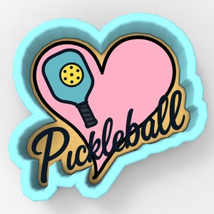Pickleball Love Heart 3 Cookie Cutter | Stamp | Stencil - SHARP EDGES - FAST Shipping - Choose Your Own Size! #1