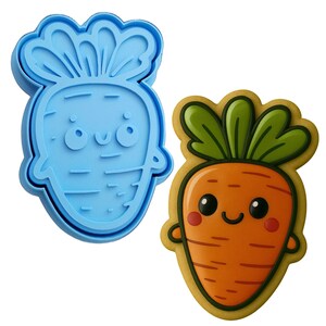 Carrot Cute Cookie Cutter | Stamp | Stencil - SHARP EDGES - FAST Shipping - Choose Your Own Size! #1